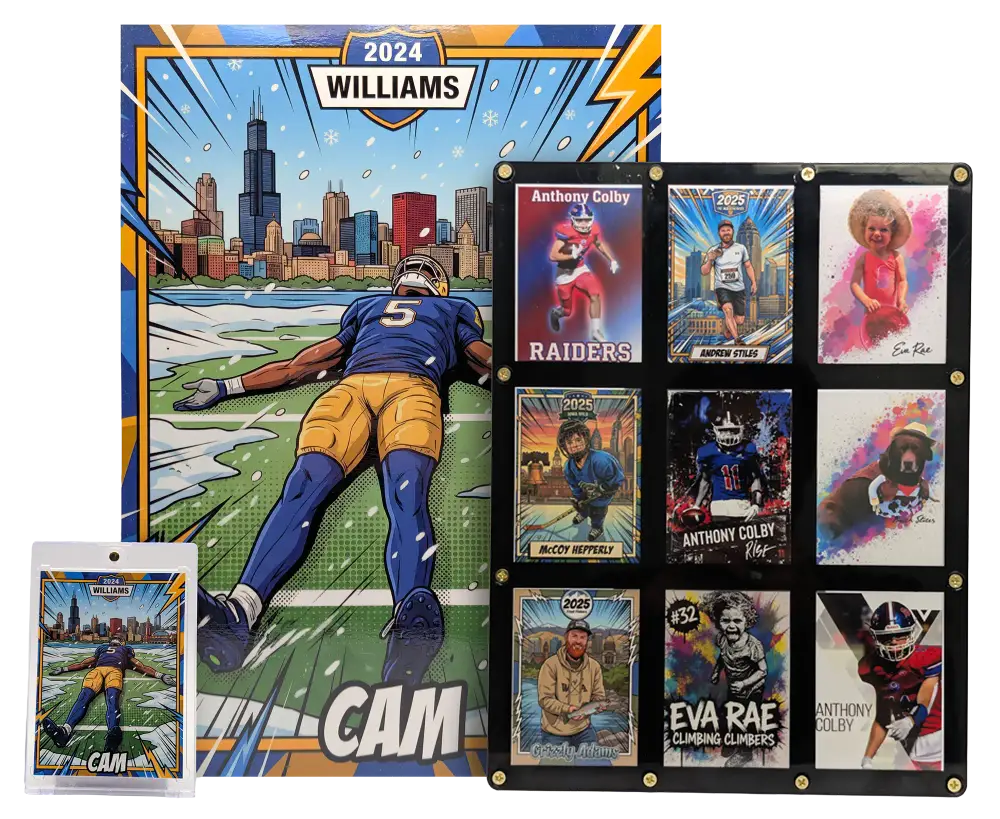 Before and after custom sports card transformation