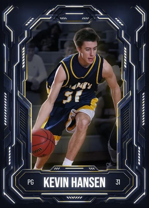 Hyperdrive custom trading card with a tech frame