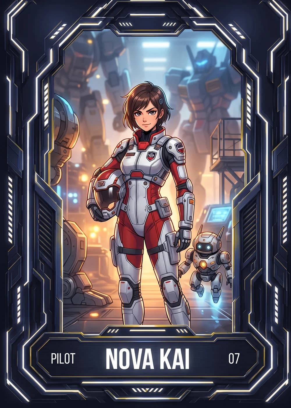 Hyperdrive custom card with an original anime mech pilot