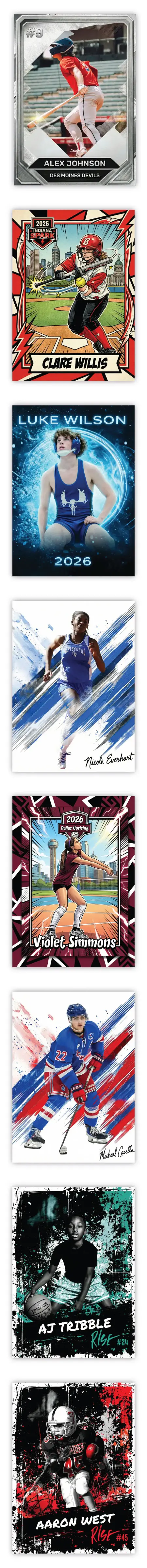 Custom sports cards showcase