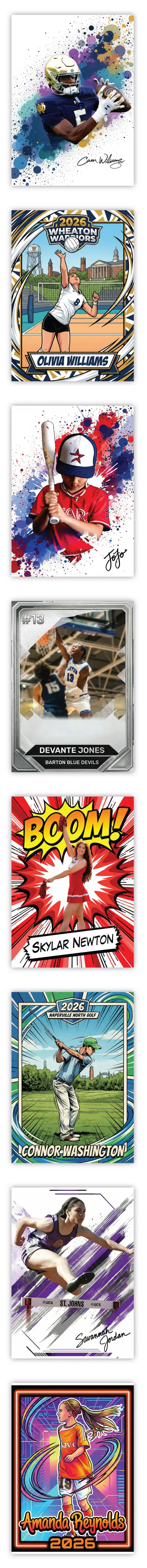 Custom sports cards showcase