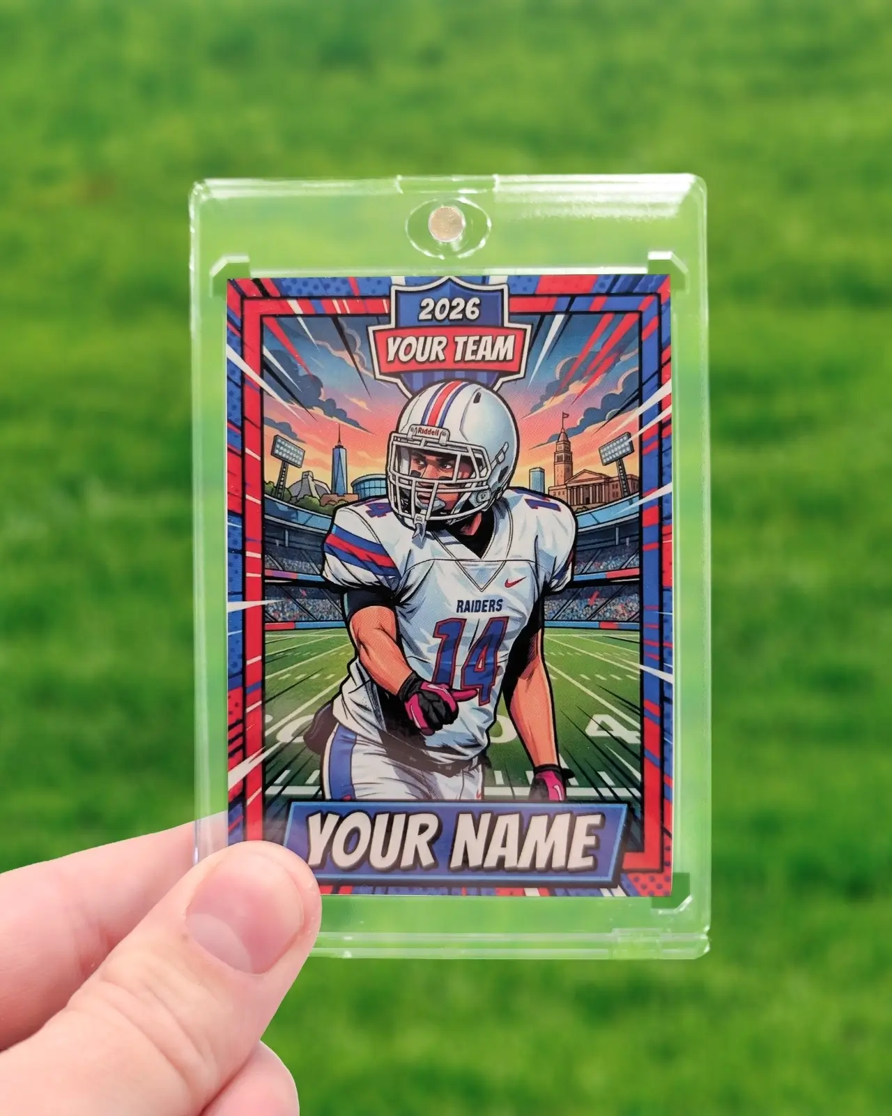 Multiple custom sports cards displayed