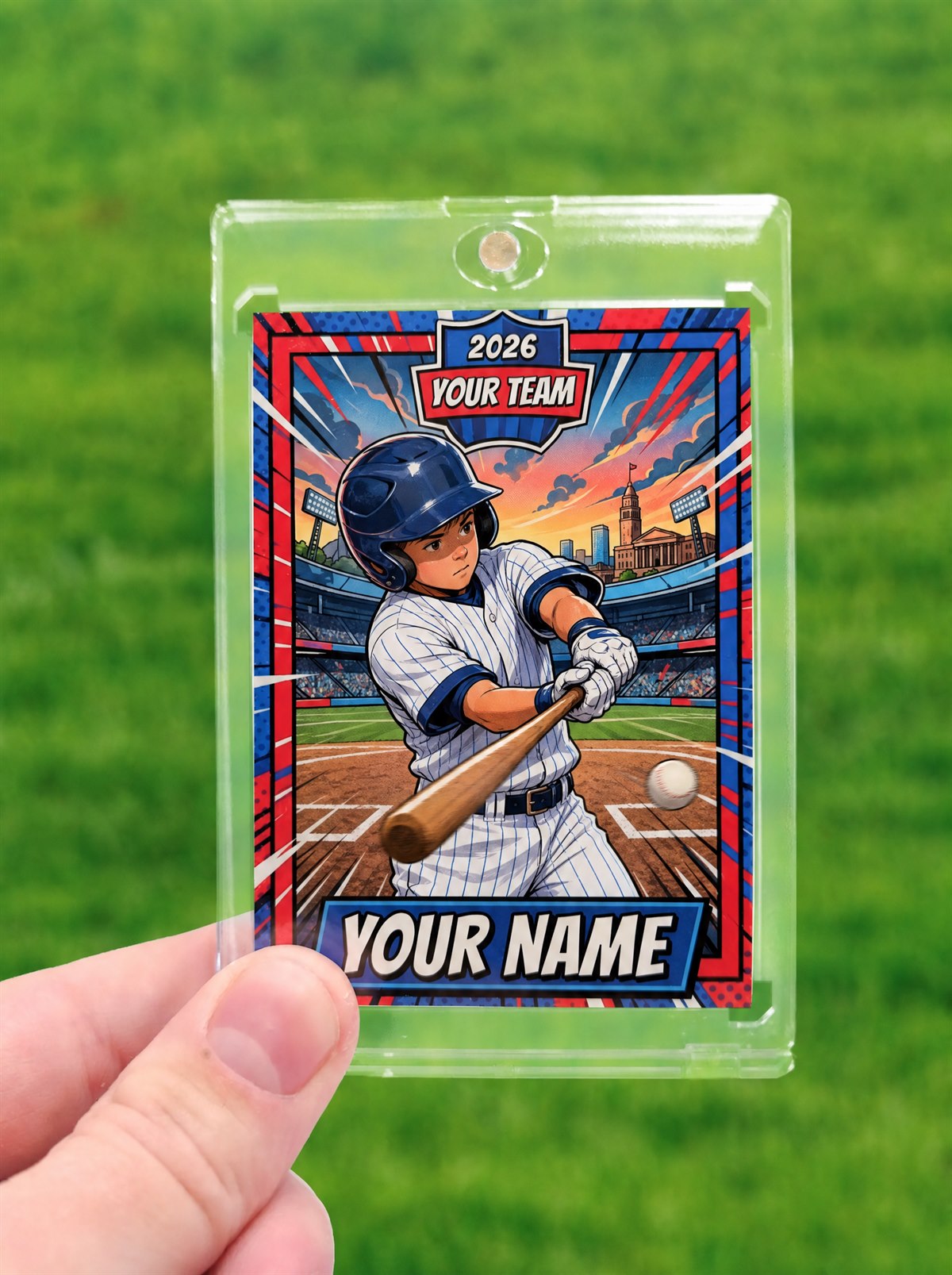 A custom baseball trading card made from a player's own photo