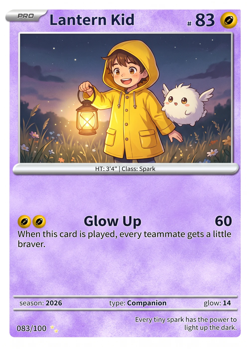 Wild Card custom card with an original anime kid and a small winged creature