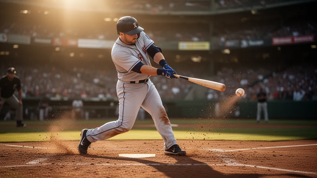 Baseball player holding a custom Snapshot card showing their stats and action photo on premium card stock