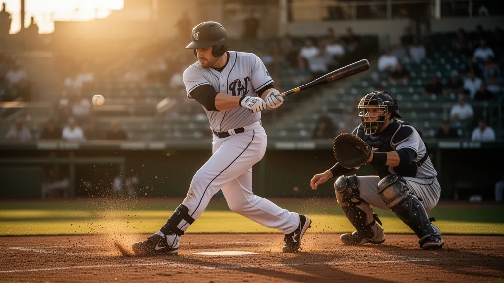 Custom baseball card template featuring youth player in full uniform holding bat at home plate