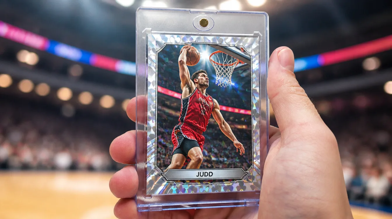 Premium custom basketball card held in a one-touch magnetic display case