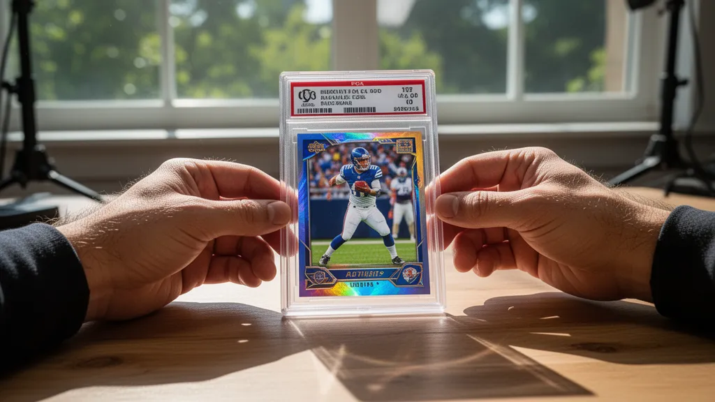 Custom sports memorabilia card displayed in a free magnetic case shipped by Snapshot USA
