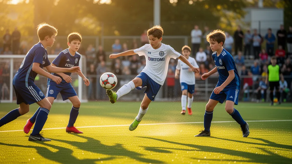 Youth soccer player celebrating a goal at a Cincinnati tournament this weekend with teammates