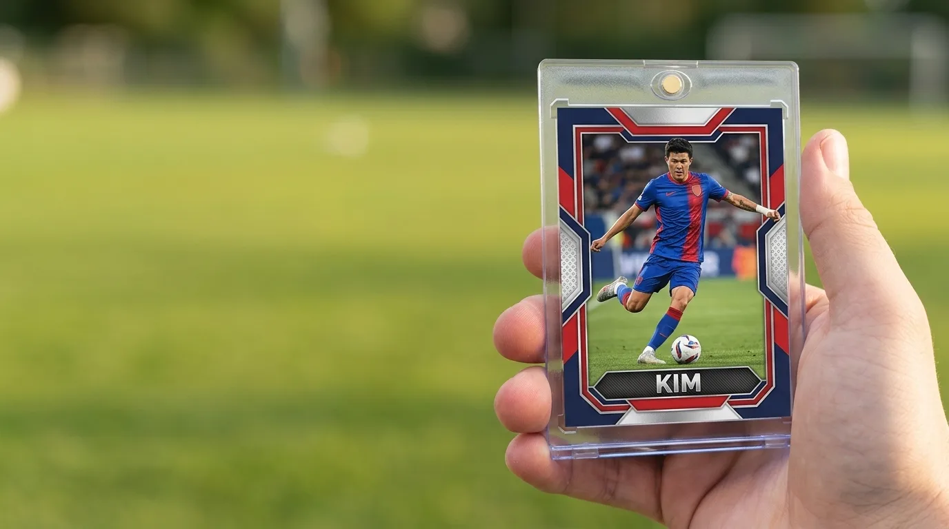 custom card packs: a custom printed trading card in a magnetic case, held in hand