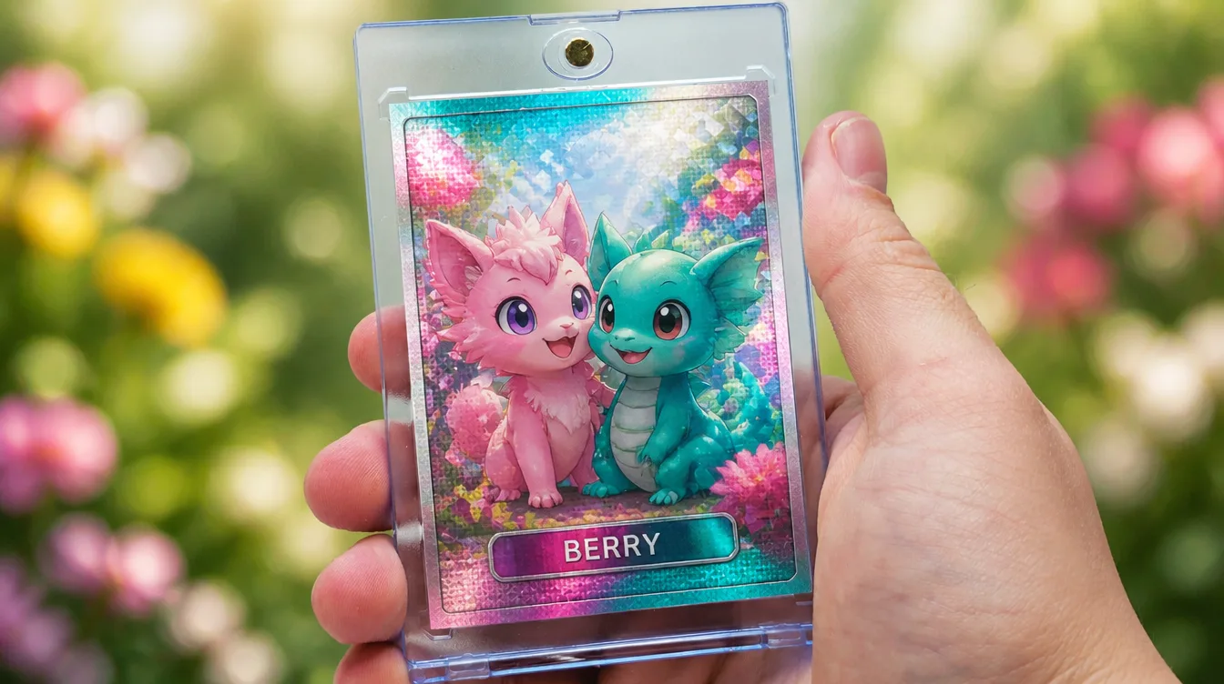 Illustrative couples character card gift mockup; review the current template and physical finish before ordering