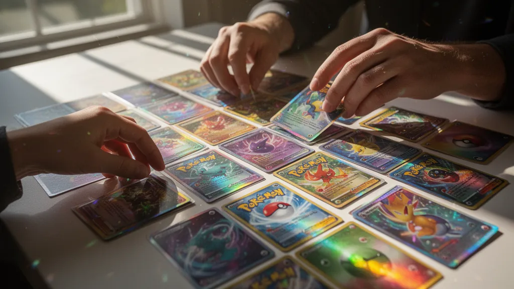 Custom holo Pokemon-style trading card printed on premium card stock with holographic shimmer finish