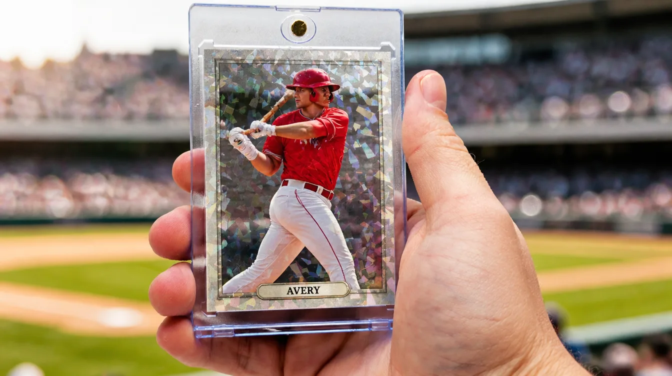 Custom Topps-style card held in a one-touch magnetic display case