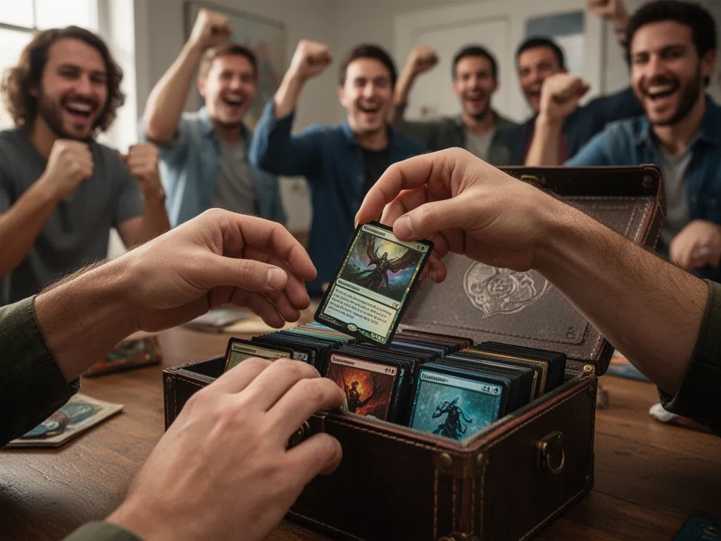 Person holding a personalized MTG-style custom card printed by Snapshot in Des Moines Iowa