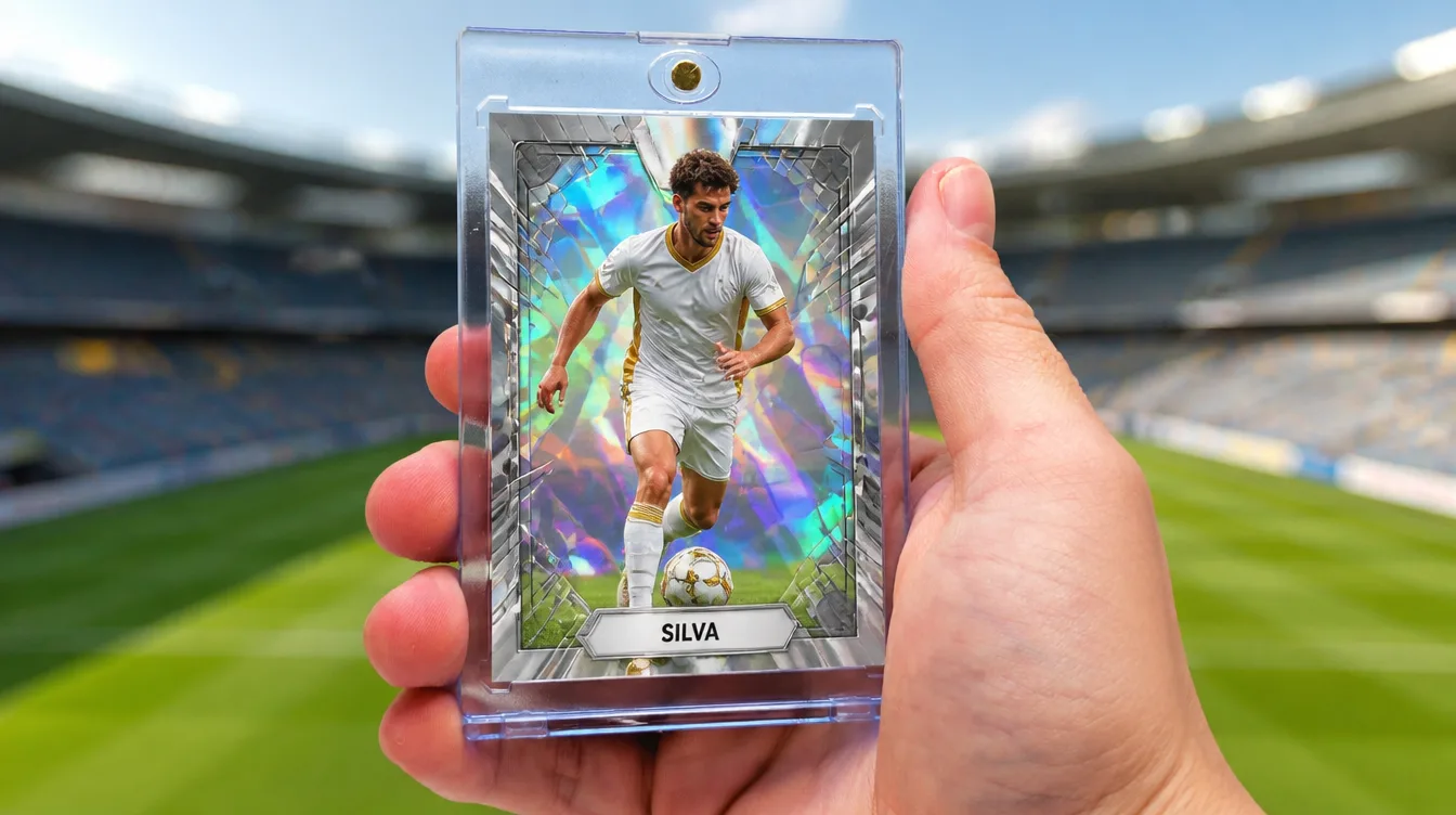 Custom FIFA-style soccer player trading card in a one-touch magnetic case