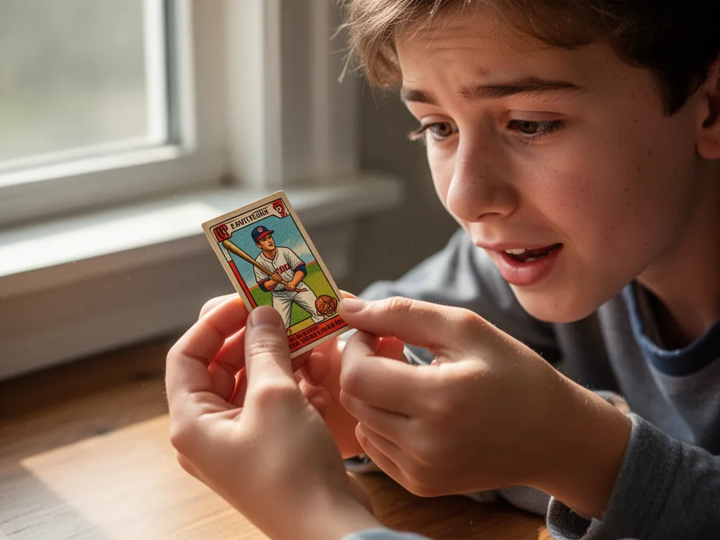 Custom Snapshot premium baseball card displayed in a magnetic case next to a classic Topps card