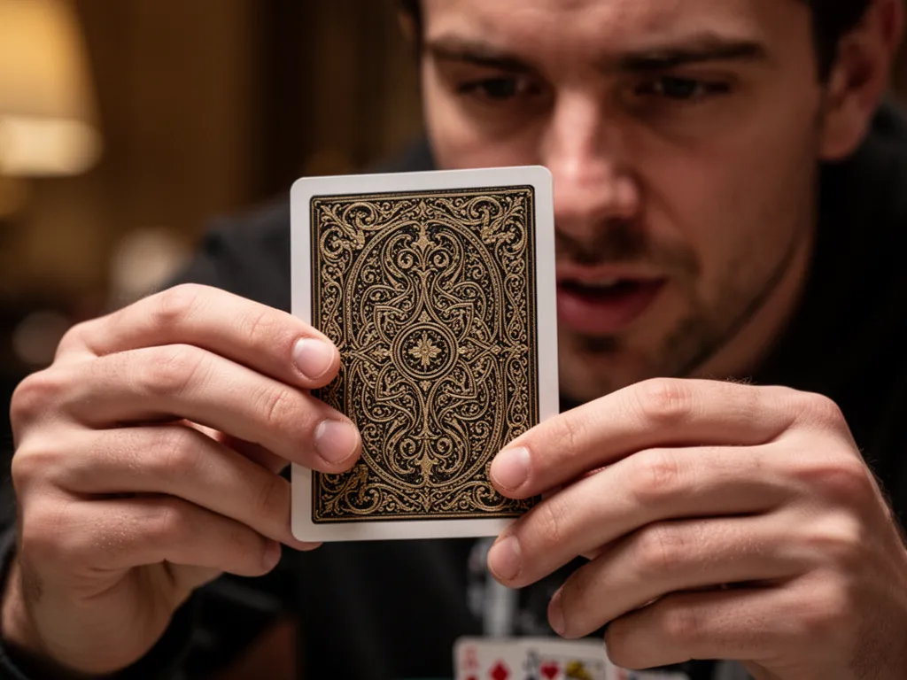 Close-up of a custom trading card back featuring original fan art on professional card stock