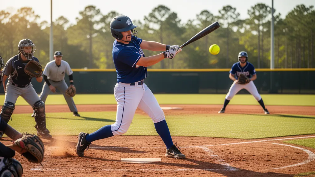 Softball player holding custom Snapshot trading card at a Myrtle Beach tournament this weekend