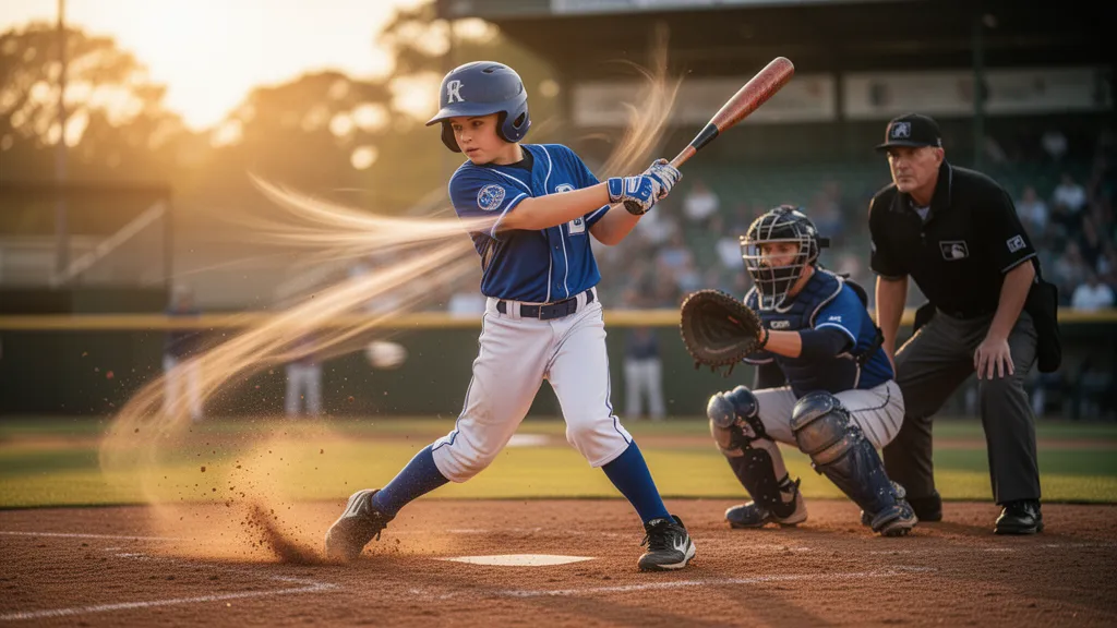 Personalized baseball card featuring a youth player in uniform holding a bat at the plate