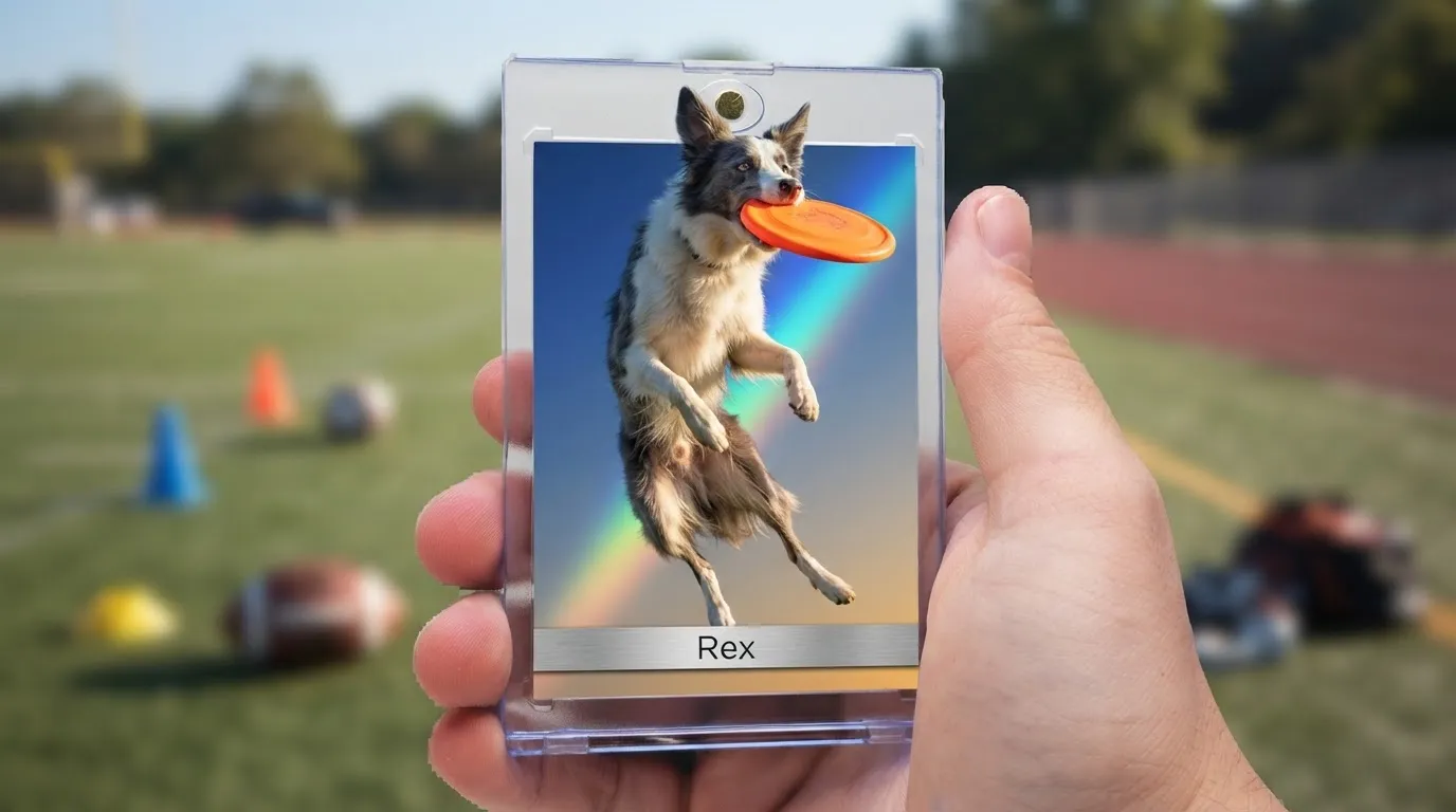 Illustrative pet card gift mockup; review the current template and physical finish before ordering