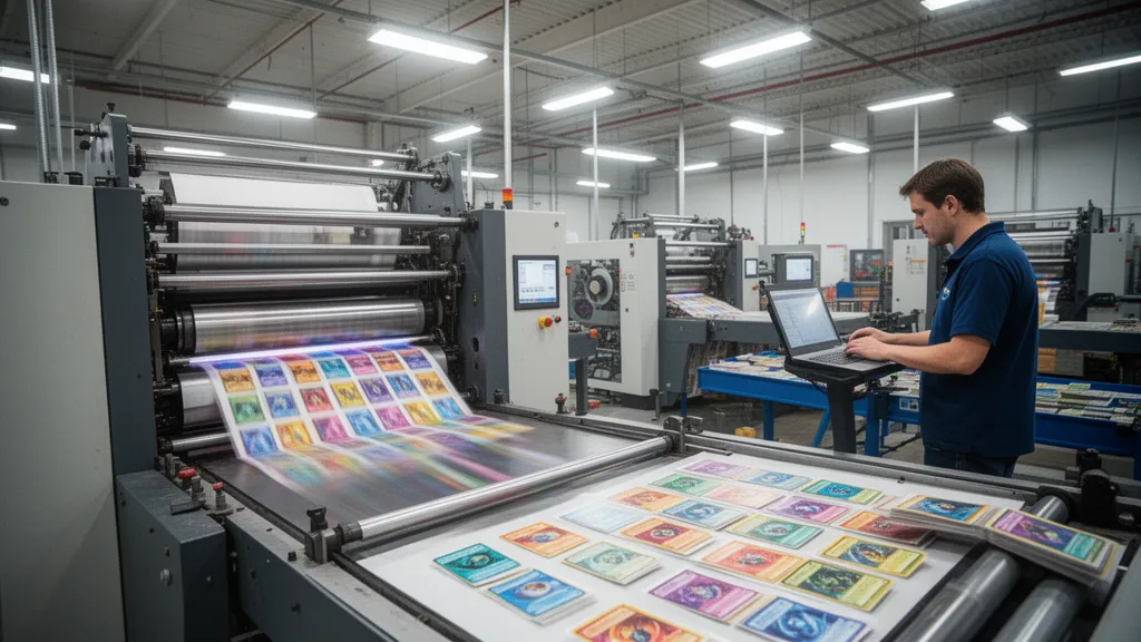 Custom trading card printed on premium card stock as alternative to pokemon card printing machine