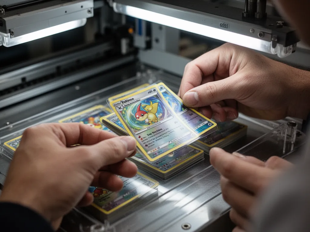 Snapshot custom card order being packaged with free magnetic case at Des Moines Iowa facility