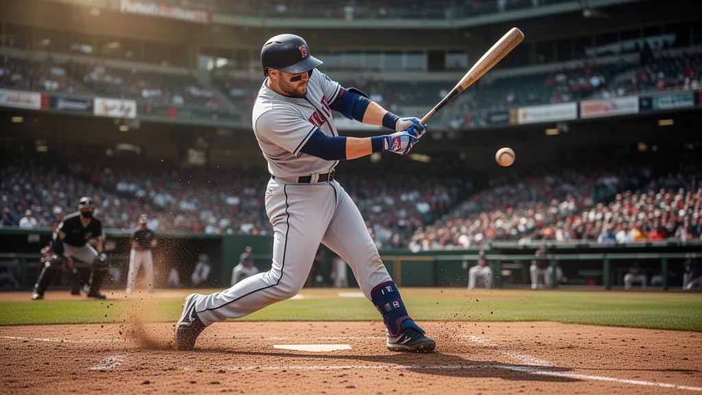 Baseball player holding a custom printed Snapshot trading card showing his action photo and stats