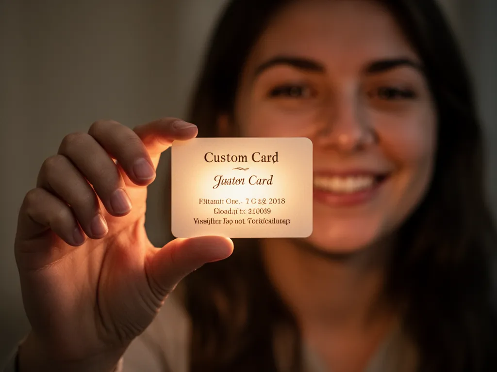 Snapshot custom card inside free magnetic display case showing sharp full-color printing detail