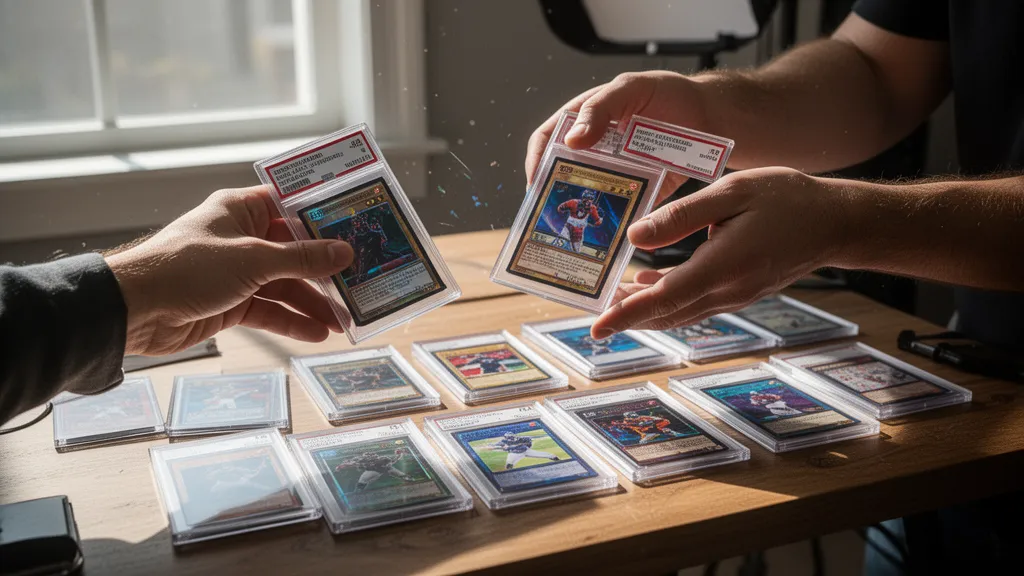 Custom trading card slabs alternative showing premium Snapshot sports card with free magnetic case display
