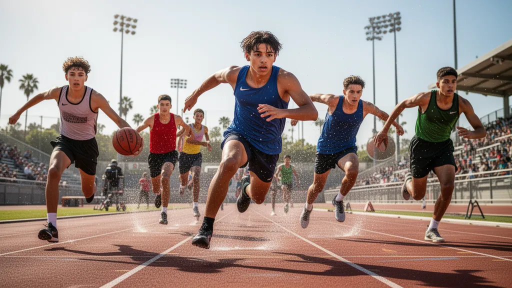 Young LA athlete holding a custom Snapshot trading card in full sports uniform outdoors