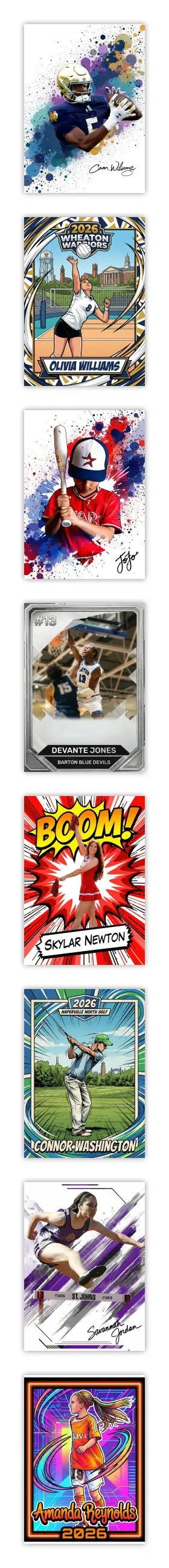 Custom sports cards showcase
