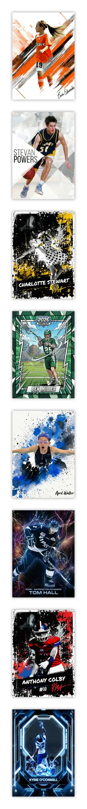 Custom sports cards showcase
