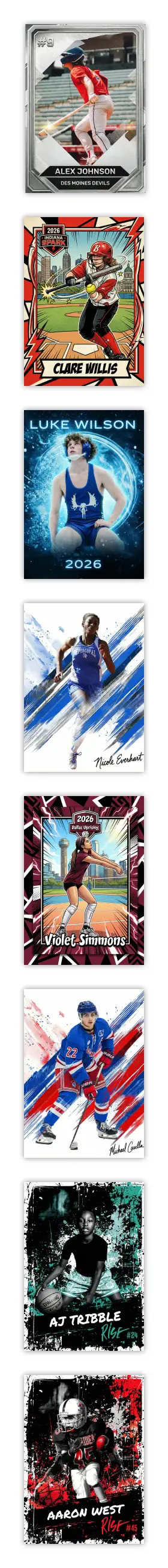 Custom sports cards showcase